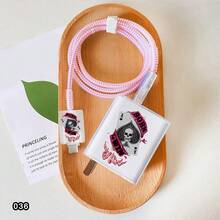 5件套骷髅猫图案数据线保护套 兼容小米67W-90W充电器 防摔防摔保护套 - 彩色 - 查看 3