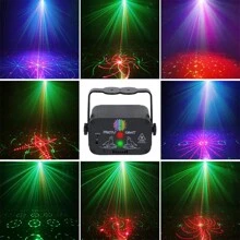 60 patrooneffecten projectorlamp draadloze afstandsbediening podiumlicht LED mini-laserlicht USB / batterijvoeding Knipperende sfeerverlichting Spraakbesturing Discoballicht voor vakantiehuis Party Bar KTV