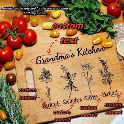 1pc,Personalized Bamboo Cutting Board,Custom Cheese Board,Send To Family/Colleagues/Friends,Birthday Gifts,Wedding Anniversary Gifts For Women, Wedding Gifts, Christmas Gifts, Anniversary Gifts, Or Bridal Shower Gifts