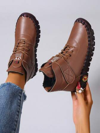 Botas cortas cómodas y térmicas para mujer en otoño/invierno, botas suaves y cálidas para el invierno