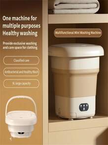 Mini Clothes Washing Machine 8 L And 6.5L Folding Portable Modern Automatic Washing Machine For Travel Underwear - 米色 - 查看 5