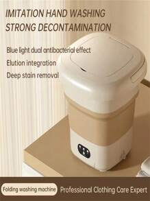 Mini Clothes Washing Machine 8 L And 6.5L Folding Portable Modern Automatic Washing Machine For Travel Underwear - 米色 - 查看 7