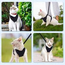 Nobleza Antiescape y Ajustable Arnés Gato con Correa de 150 cm, para Gatos pequeños medianos Grandes Mascotas Gatito Cachorro Conejo, con Banda Reflectante - Negro - Ver 8