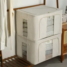 1 件大容量衣物收纳盒，可折叠服装收纳箱，可堆叠钢架棉麻收纳盒，带透明窗口和手柄，白色 66L，学生宿舍衣柜收纳盒，教师收纳盒卧室，收纳盒，收纳盒，家庭收纳，女士白色 T 恤，女士黑色裤子，女士冬装，连衣裙，女士冬装，优雅女士连衣裙，女士白衬衫，长袖，女士白色连体裤，女士春季连衣裙，女士春季服装，春季，春装，极简主义，夏季上衣