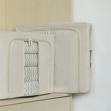 1 件大容量衣物收纳盒，可折叠服装收纳箱，可堆叠钢架棉麻收纳盒，带透明窗口和手柄，白色 66L，学生宿舍衣柜收纳盒，教师收纳盒卧室，收纳盒，收纳盒，家庭收纳，女士白色 T 恤，女士黑色裤子，女士冬装，连衣裙，女士冬装，优雅女士连衣裙，女士白衬衫，长袖，女士白色连体裤，女士春季连衣裙，女士春季服装，春季，春装，极简主义，夏季上衣