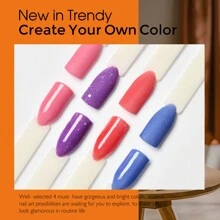 Kit de poudre à tremper changeant de couleur pour débutants, 4 couleurs rose, rouge, bleu pailleté, changement de température d'humeur, kit de trempage d'ongles avec base, vernis de finition, activateur pour art des ongles, DIY, cadeau de salon pour les fêtes