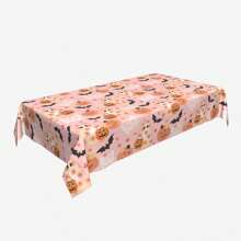 1pc Ladybug/Cute Ghost Heatproof Tablecloth, Adorable Polyester Rectangular/Round Decorative Tablecloth Suitable For Living Room And Kitchen Decor Halloween Party