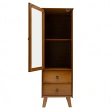 HOHOBLA LOYALHEARTDY-BTG Storage Cabinet Wooden Display Cabinet Sideboard Cabinet With Magnetic Suction Door, Multifunctional Storage With Acrylic Glass,Tall Slim Narrow Bathroom Storage Cabinet (One Door With 2 Drawer)[Best Gift For Family&Friends] - 一門2抽屜 - 查看 9