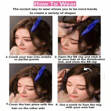 2 件装合成 10 英寸中分法式刘海，女士左侧和右侧刘海，自然无缝刘海接发