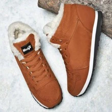 New Autumn Winter Ultralight Warm Couple Snowboots, PU Leather Plus Size Men Women's Outdoor Hiking Boots, Plush Lining, Slip-Resistant, Comfortable - Brown - View 3