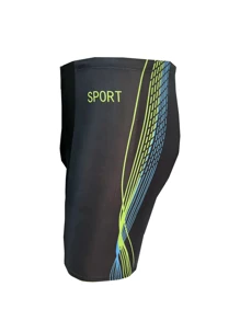 Latest Male Outdoor Sports Quick Dry High Elasticity Knee Length Swim Trunks - Black - View 3