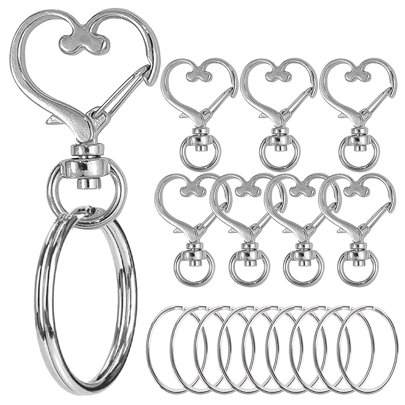 10/20/40/60/100pcs Heart-Shaped Rotating Spring Hooks With Keychain, Metal Spring Clasp Colorful Heart-Shaped Key Ring Clip Lobster Clasp Detachable Keychain For Key Chain, Decorations, Jewelry, DIY Crafts Supplies