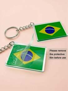 1/4pcs National Flag Of South America Casual Acrylic Keychain Keyring For Men, Gift For Football Fans, Backpack Decor (Brazil, Colombia, Argentina, Uruguay) School Letter
