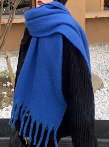 1pc Solid Color Women's Winter Scarf,  Winter Warm Neck,Autumn And Winter New Tassel Long Scarf, High-End And Thickened Warm And Cold Resistant Multifunctional Shawl Scarf, Suitable For Daily Use By Men And Women Accessories Women