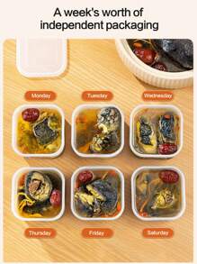 7 piezas Envases de almacenamiento de alimentos congelados con 6 compartimentos, herméticos, para preparación de comidas, conservación de sopa, carne, granos en refrigerador/congelador, apilables, organizador de cocina, regalo de Navidad