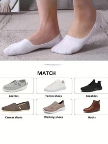 1/5/10 双男士简约基本款夏季短袜，防滑，轻便，低帮船袜 - 彩色 - 查看 3