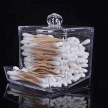 1pc Swab Holder, Qtip Dispenser, Bathroom Container Medicine Bottle With Lid - Clear - View 9