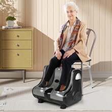 Leg Massager Shiatsu Kneading Rolling Vibration Heating Foot Calf Black/Red/Grey - Xám - Xem 3