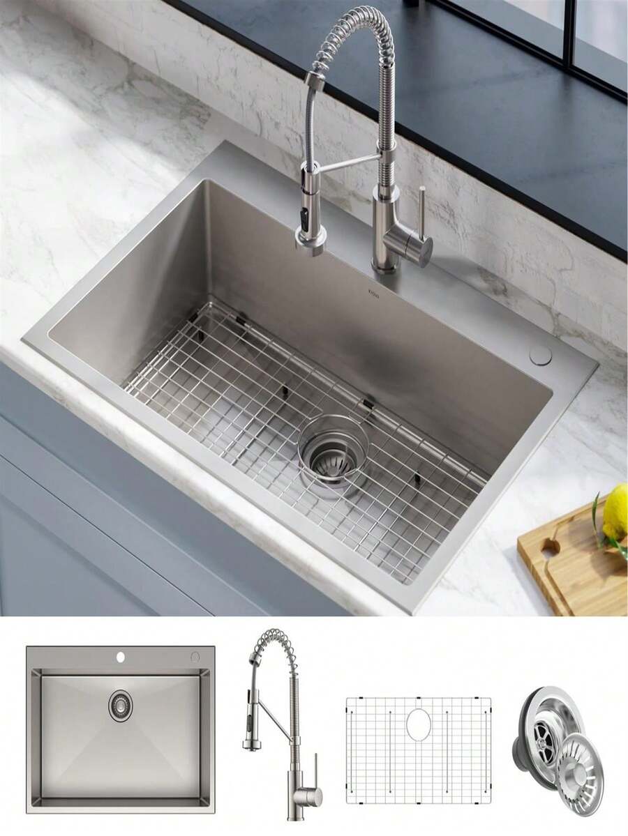 Kraus KCA-1102 33 In. Stark Dual Mount Kitchen Sink & Pull-Down ...