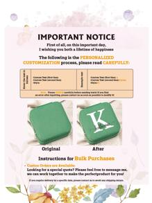 1PC Custom Print: Personalized Name Square Storage Box - Portable PU Jewelry Organizer For Necklaces, Earrings, Rings - Multi-Compartment Travel Storage Case - Ideal Gift For Sisters, Aunts, Mothers, Grandmothers, Girlfriends, Mentees, Etc. - Perfect For Holidays, Weddings, Birthdays, Valentine's Day, Mother's Day, Graduations