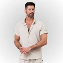 Raw Linen Shirt - Exclusive Line Size: M - Beis - Ver 5