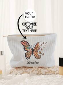 可定制照片化妆包，轻便防水帆布拉链化妆包，适合购物、约会、度假、旅行、节日、聚会或作为礼物、伴娘礼物、返校礼物。 - 均碼 - 查看 3