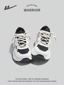 WARRIOR 1 双女士运动透气防臭休闲运动鞋，新款时尚网眼软底户外跑步一脚蹬时尚厚底运动鞋 - 黑與白 - 查看 5