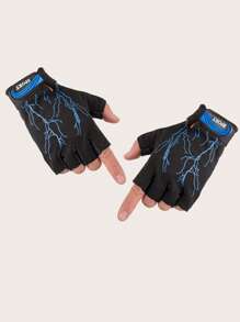 1pc Half-Finger Anti-Slip Cycling Sports Gloves,Suitable For Cycling,Riding Motorcycle And Skiing,Black Gloves - Blue - View 4