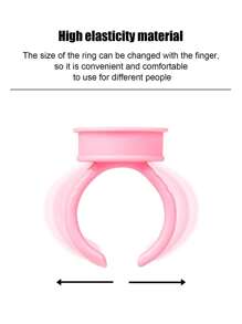 100Pcs Pink Round Glue Rings Disposable Adjustable Plastic Glue Holder Cup For Eyelash Extensions Application - Pink - View 8