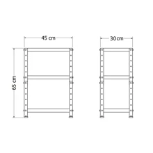 Compact Steel Shelf With 3 Shelves - Capacity 45kg - 65cm X 45cm X 30cm - White - View 6