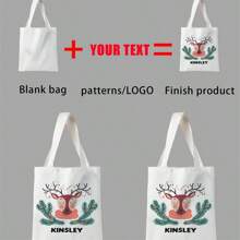 1pc Customized Canvas Bag, Unique Design (Photo, Landscape, Illustration), Foldable, Large Capacity, Lightweight, Stylish, Personalized Tote Bag, Shoulder Bag, Casual Shopping Bag Shop Back To School