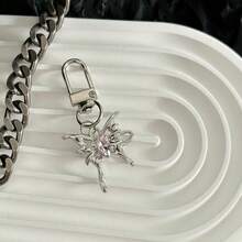 1pc Fashionable Butterfly Rhinestone Star Keychain Creative Accessory Gift For Women Keychain Charms - Silver - View 1