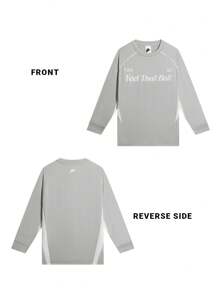 UZISER 基本训练健身跑步宽松轻便快干女式吸湿排汗字母图案插肩袖拼布圆领套头衫 - 淺灰色 - 查看 7