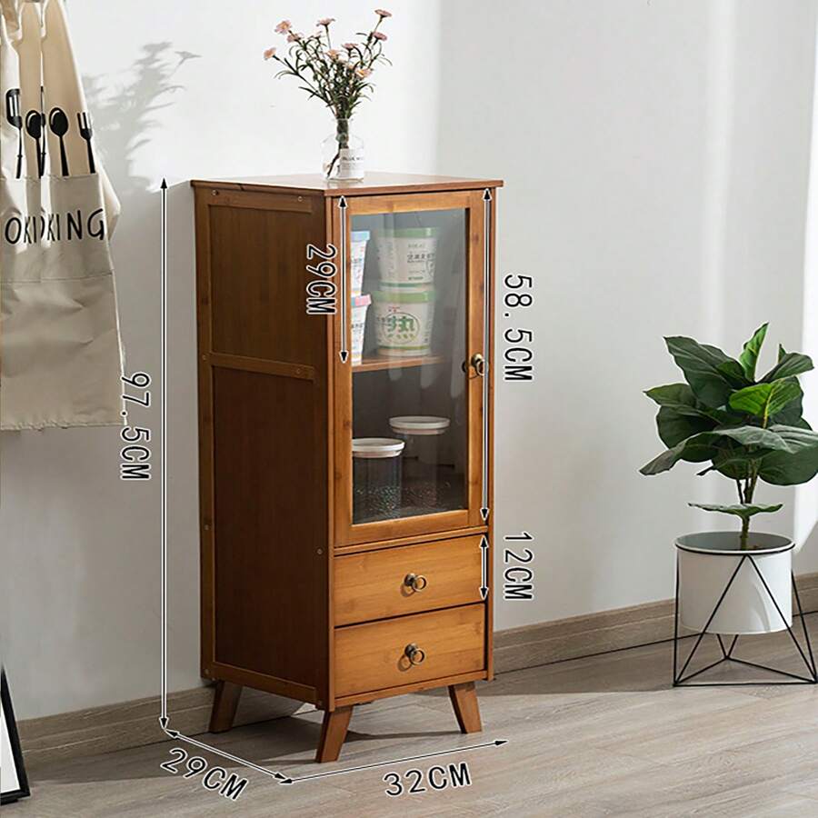 HOHOBLA LOYALHEARTDY-BTG Storage Cabinet Wooden Display Cabinet Sideboard Cabinet With Magnetic Suction Door, Multifunctional Storage With Acrylic Glass,Tall Slim Narrow Bathroom Storage Cabinet (One Door With 2 Drawer)[Best Gift For Family&Friends] - 一門2抽屜 - 查看 1