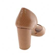 Dravanna Peep Toe High Block Heels Croco Brown - Rỉ Nâu - Xem 5