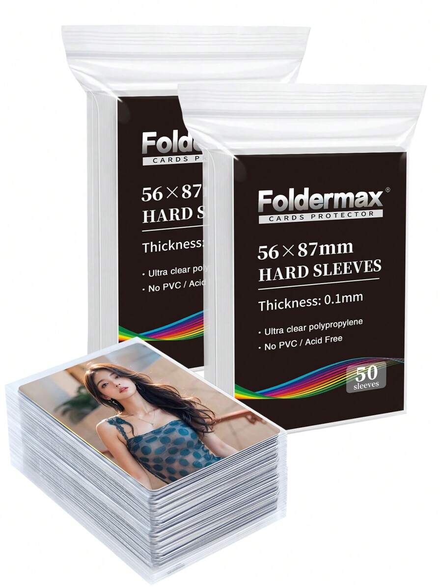 100pcs High Clear Transparent Card Sleeves, 56*87mm Fit For 3-Inch Small Cards, Suitable For Mini Cards, Kpop Photo Cards And Idol Albums, Acid-Free CPP Protection Covers - Clear - View 1