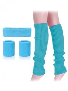 Forever & Moment 3 PCS 80s Costume Accessories For Women Neon Leg Warmers Wristbands Hair Rings For Cosplay Bachelorette Party Halloween Bars Clubs Exercise Gym Sport Yoga - Multicolor - View 16