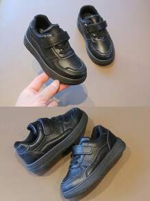 Zapatos blancos casuales para niños, zapatos deportivos transpirables de suela blanda para niñas y niños, zapatos de tabla suaves y cómodos de material de PU duradero. - Negro - Ver 2