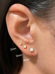 GAGAFEEL 1pair Mini Dazzling And Light Luxury S925 Sterling Silver Atificial Opal Sparkling Zirconia Earrings For Women's Daily Party Wear