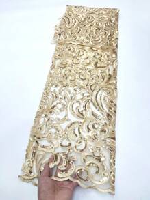 Vải ren châu Phi dệt kim màu xanh nước biển sang trọng / xanh lá cây đậm Dây lưới kiểu Pháp Kim sa để may Vải tuyn thêu Nigeria Chất lượng cao cho tiệc cưới DIY - Nhiều màu - Xem 23