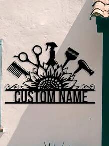 Placa de Nome Personalizada de Barbeiro em Ferro Artesanal, Sinalização de Metal de Salão de Beleza, Arte de Parede de Metal Personalizada de Cabeleireiro, Decoração de Parede de Metal Personalizável de Beleza e Cosméticos, Design de Ferramentas de Maquiagem com Logotipo e Nome Personalizado de Cabeleireiro, Presentes de Cabeleireiro para Decoração em Casa, Sala de Estar, Escritório, Dia dos Namorados, Decoração Dia dos Namorados, Aniversário, Formatura, Multifuncional, Ornamental, Reutilizável, Requintada, Estilosa, de Alta Qualidade, Colorida, Moderna, Personalizada, Única, Presente Ideal para Ele, Presente Ideal para Ela, Namorado, Pai, Namorada, Mãe, Família, Amigos, Sala de Estar, Casa, Jardim, Escritório