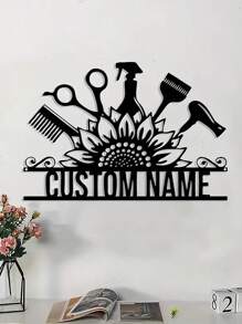 Placa de Nome Personalizada de Barbeiro em Ferro Artesanal, Sinalização de Metal de Salão de Beleza, Arte de Parede de Metal Personalizada de Cabeleireiro, Decoração de Parede de Metal Personalizável de Beleza e Cosméticos, Design de Ferramentas de Maquiagem com Logotipo e Nome Personalizado de Cabeleireiro, Presentes de Cabeleireiro para Decoração em Casa, Sala de Estar, Escritório, Dia dos Namorados, Decoração Dia dos Namorados, Aniversário, Formatura, Multifuncional, Ornamental, Reutilizável, Requintada, Estilosa, de Alta Qualidade, Colorida, Moderna, Personalizada, Única, Presente Ideal para Ele, Presente Ideal para Ela, Namorado, Pai, Namorada, Mãe, Família, Amigos, Sala de Estar, Casa, Jardim, Escritório