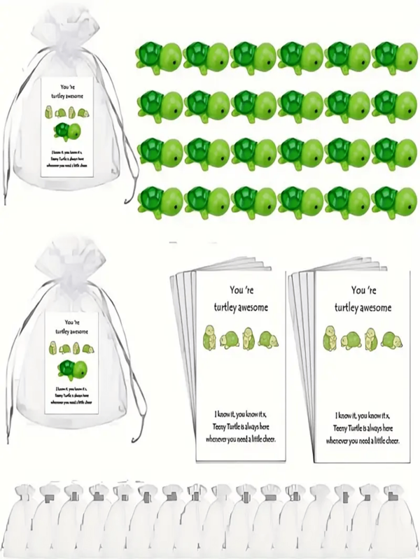 1/6/24/50Sets, Inspirational Gifts, Appreciation Pocket Favors, You're Turtley Awesome Inspirational Gift With Card, Thank You Note Cards Greeting Card Mini Sea Turtle Figure Pocket Hug Gift For Friends And Family,Christmas