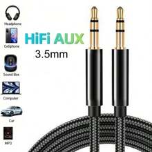 Cavo Aux intrecciato in nylon da 3,5 mm premium - Maschio a maschio, audio stereo Hi-Fi per cuffie, auto, casa audio, altoparlanti e accessori per cuffie tablet