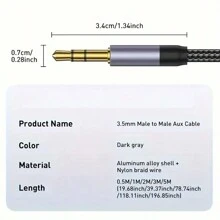 Cavo Aux intrecciato in nylon da 3,5 mm premium - Maschio a maschio, audio stereo Hi-Fi per cuffie, auto, casa audio, altoparlanti e accessori per cuffie tablet