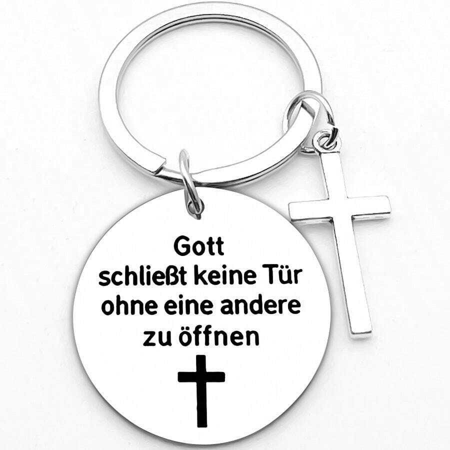 1pc Stainless Steel Cross Accessory, God Bless You, Christian Gift - Silvery - View 1