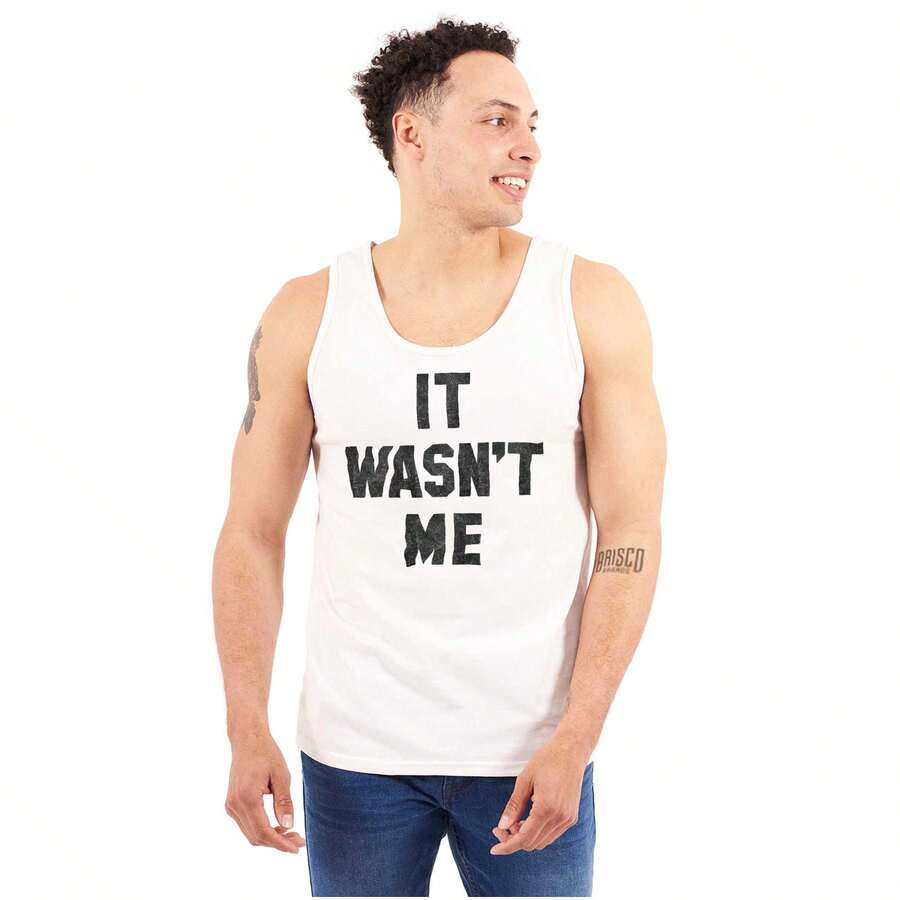 It Wasn't Me Funny Naughty One Liner Tank Top T Shirts Men - White - View 1