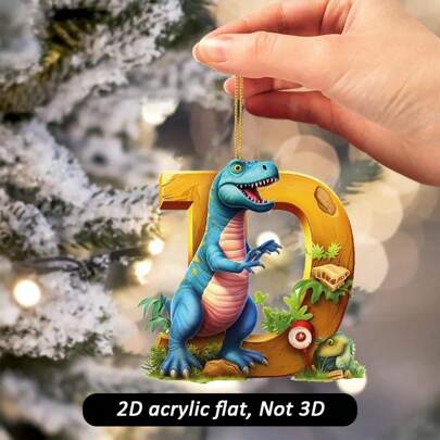 A-Z Hard Acrylic Dinosaur Alphabet Pendant, Car Decor, Tree Hanging Ornament,Home Decor ,Room Decor,Wall Decor