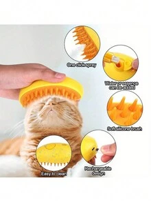 随机颜色多功能宠物蒸汽刷，自清洁蒸汽宠物按摩刷，硅胶蒸汽宠物刷，用于去除缠结和松散的毛发，一键喷雾防蝇淋浴梳，宠物刷，猫毛清洁梳 - 彩色 - 查看 10