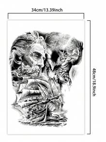 1Pc Phong Cách Châu Âu Backful Hình Xăm Tạm Thời Chống Thấm Nước Chống Mồ Hôi Kéo Dài Trong 1-2 Tuần Nước Thảo Dược Thực Tế Không Phản Chiếu Chống Ma Sát Giả Màu Đen Hình Xăm Giả Cho Nam Hình Xăm Dán Lưng Nghệ Thuật Cơ Thể Hiện Đại - màu đen - Xem 6